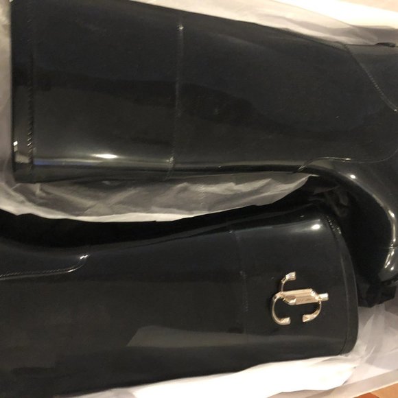 JIMMY CHOO TPU Rubber Edith JC Rain Boots Black - Picture 7 of 8